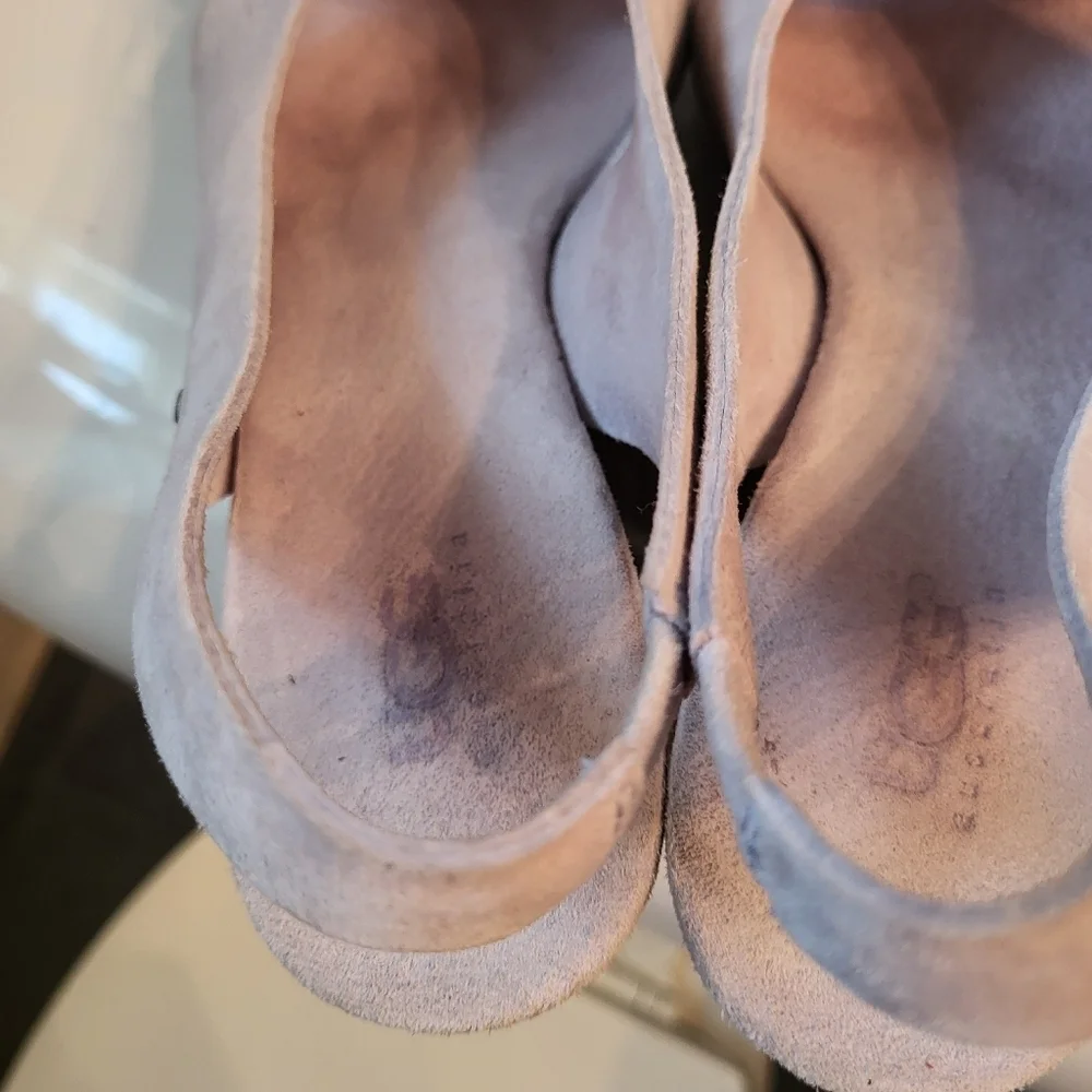 UGG Hazel Blush Pink Suede Sling Back Cork Wedge Sandals Size 9 - Picture 5 of 10